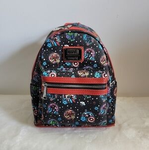 Loungefly Marvel Avengers Tattoo Floral Black Red Mini Backpack NWT